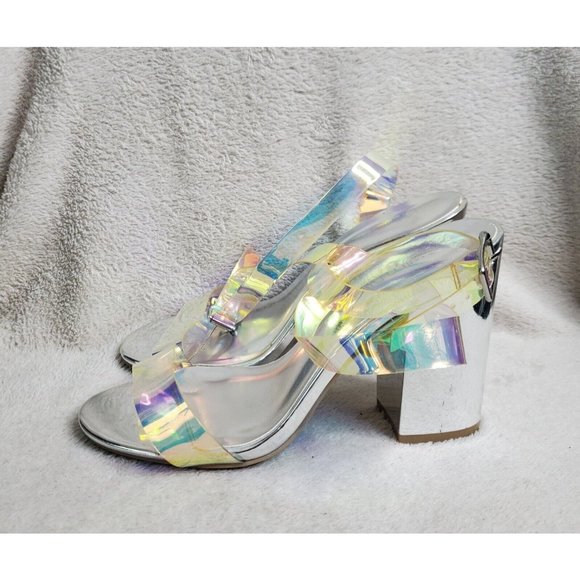 Fashion Women Pumps Transparent Strappy Buckle Sandals Block High Heels Sz 8 - Picture 4 of 8